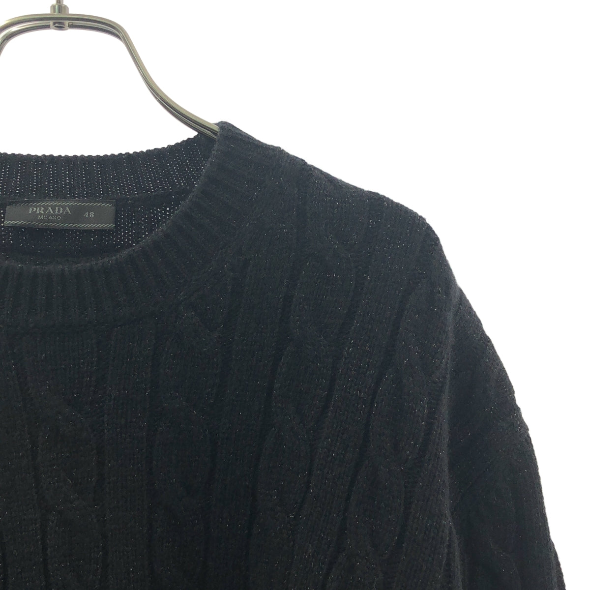 PRADA / プラダ | 2022AW | トライアングルロゴ ウール ケーブル ラメ