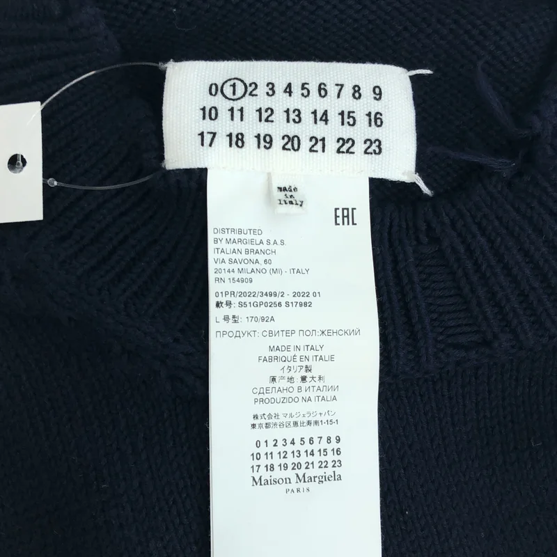 Maison Margiela / メゾンマルジェラ | 2022SS | コットン ダメージ加工 クルーネック ニット | L | レディース