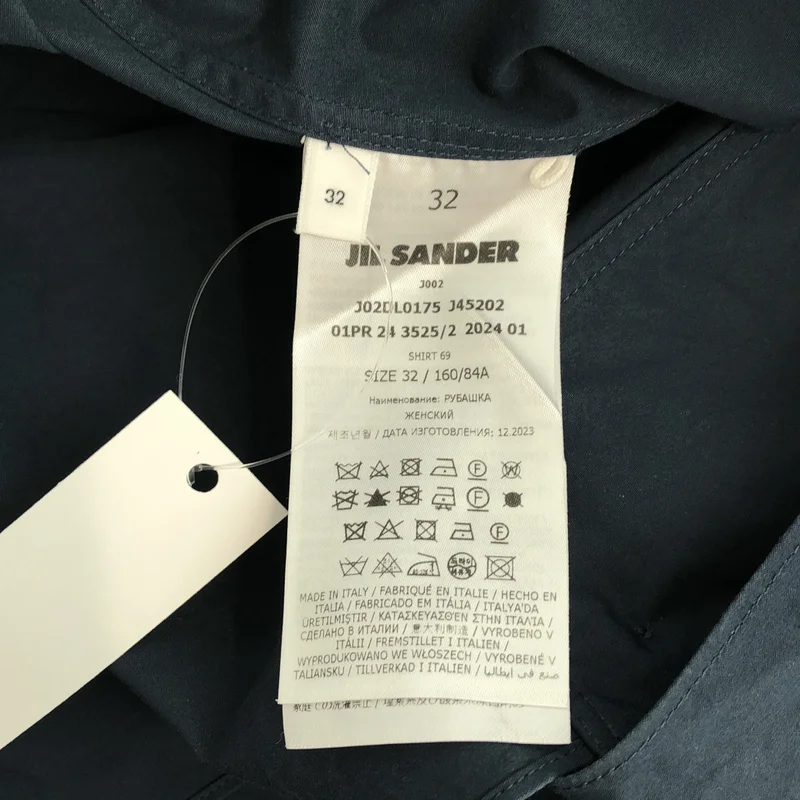 JIL SANDER / ジルサンダー | 2024SS | コットン スリーブデザイン バンドカラーシャツ | 32 | レディース