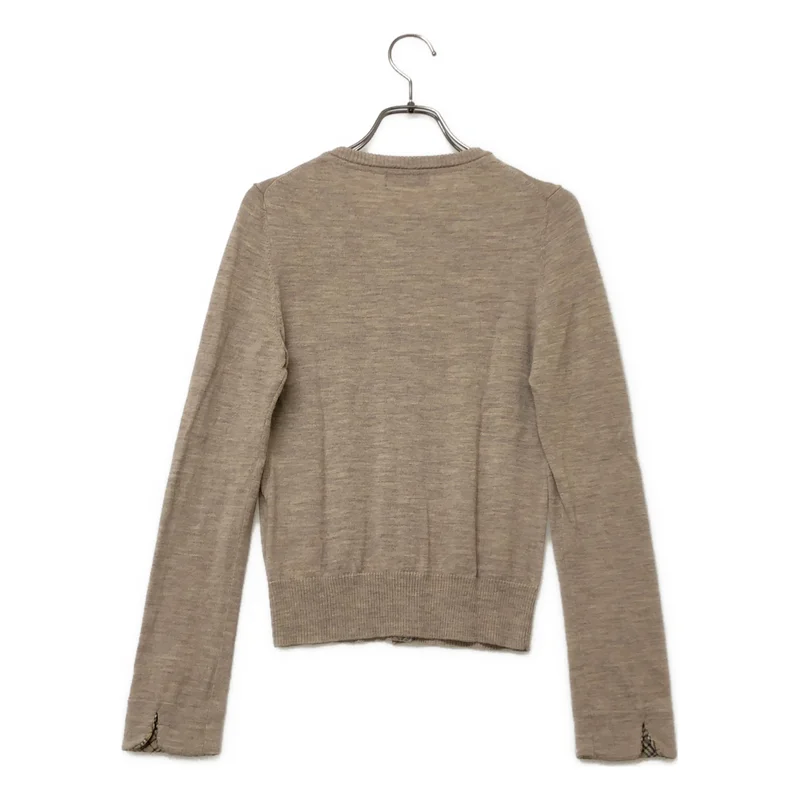 BURBERRY BLUE LABEL / バーバリーブルーレーベル | ウール ロゴ刺しゅう クルーネックカーディガン | 38 | レディース