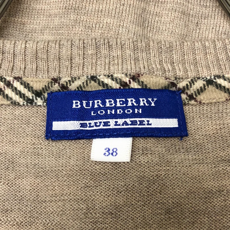 BURBERRY BLUE LABEL / バーバリーブルーレーベル | ウール ロゴ刺しゅう クルーネックカーディガン | 38 | レディース