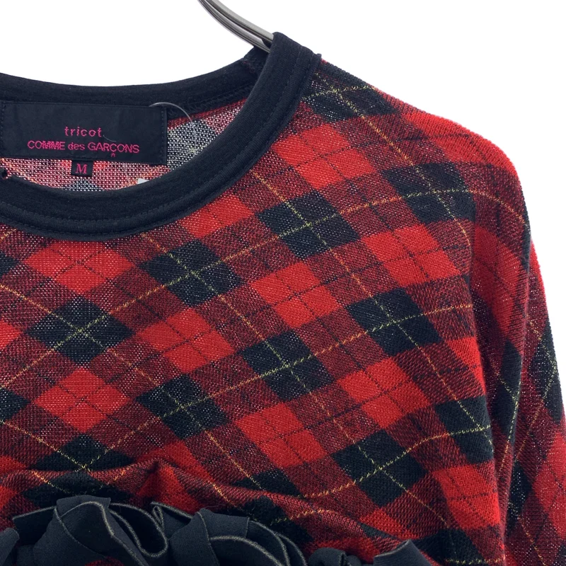 tricot COMME des GARCONS / トリココムデギャルソン | 2015AW | ウール 総柄 リボン装飾 ニット トップス | M | レディース