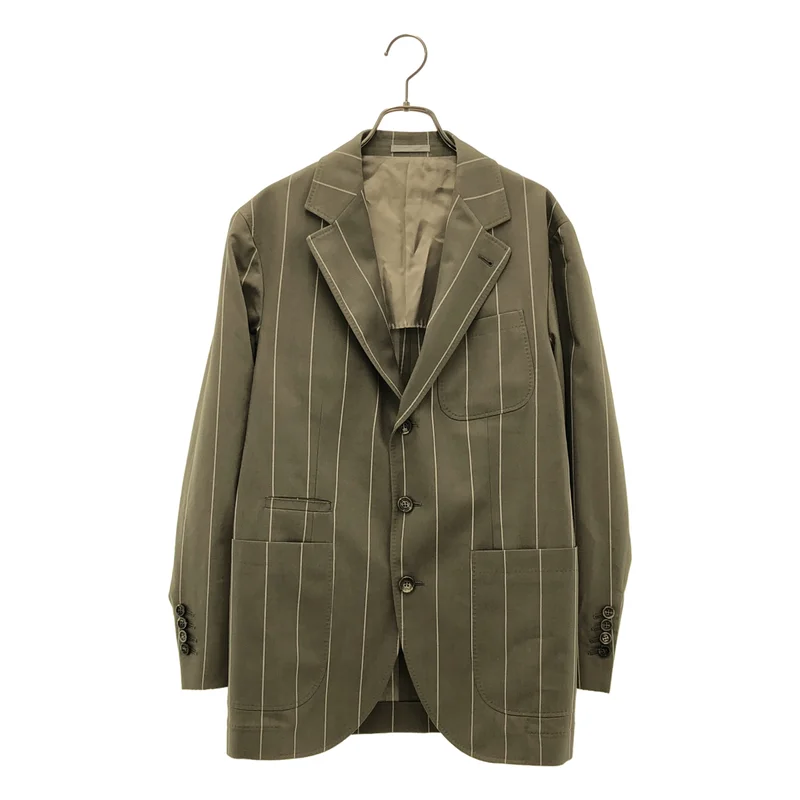 BRUNELLO CUCINELLI / ブルネロクチネリ | ウール コットン ストライプ テーラードジャケット | 44 | メンズ