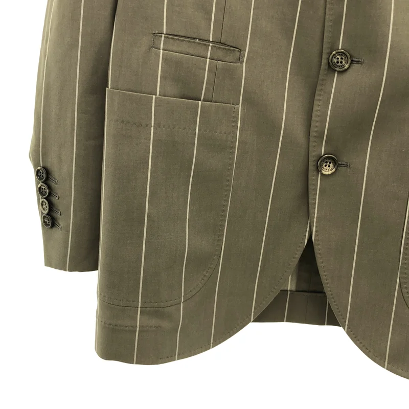 BRUNELLO CUCINELLI / ブルネロクチネリ | ウール コットン ストライプ テーラードジャケット | 44 | メンズ