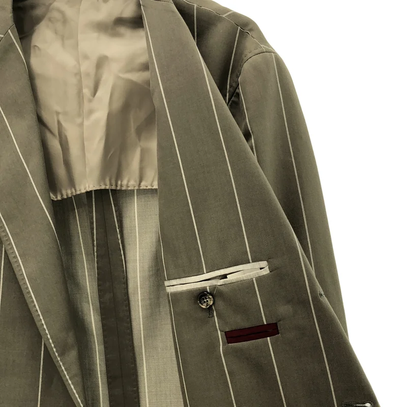 BRUNELLO CUCINELLI / ブルネロクチネリ | ウール コットン ストライプ テーラードジャケット | 44 | メンズ