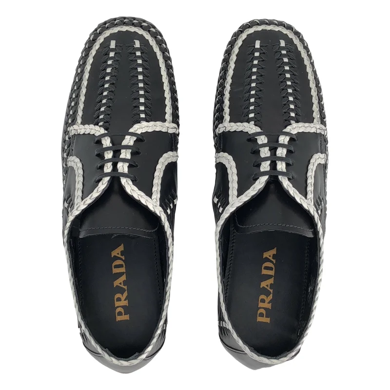 PRADA / プラダ | レザー バイカラー イントレチャート シューズ | 38 | レディース