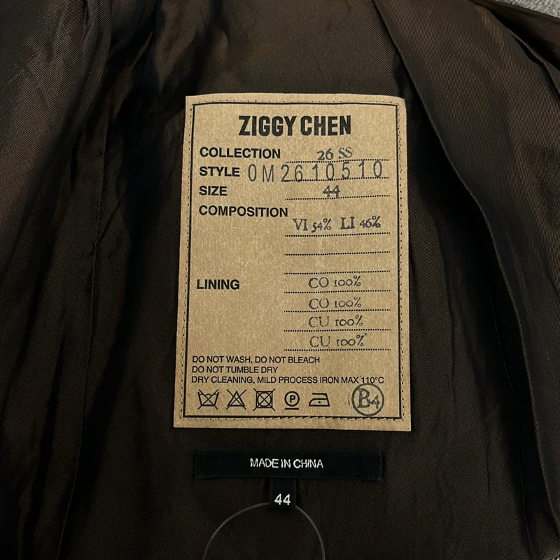 ziggy chen / ジギーチェン | 2026SS | DROP-CROTCHED PLEATED TROUSERS / ストライプ 2タック ワイドパンツ / 裏地付き | 44 | メンズ