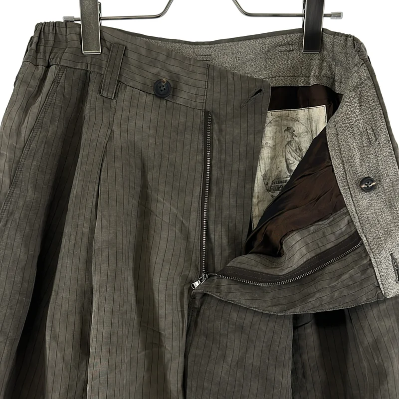 ziggy chen / ジギーチェン | 2026SS | DROP-CROTCHED PLEATED TROUSERS / ストライプ 2タック ワイドパンツ / 裏地付き | 44 | メンズ