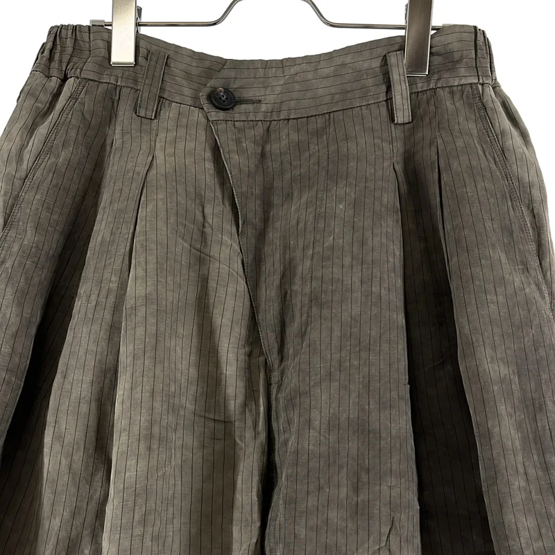 ziggy chen / ジギーチェン | 2026SS | DROP-CROTCHED PLEATED TROUSERS / ストライプ 2タック ワイドパンツ / 裏地付き | 44 | メンズ