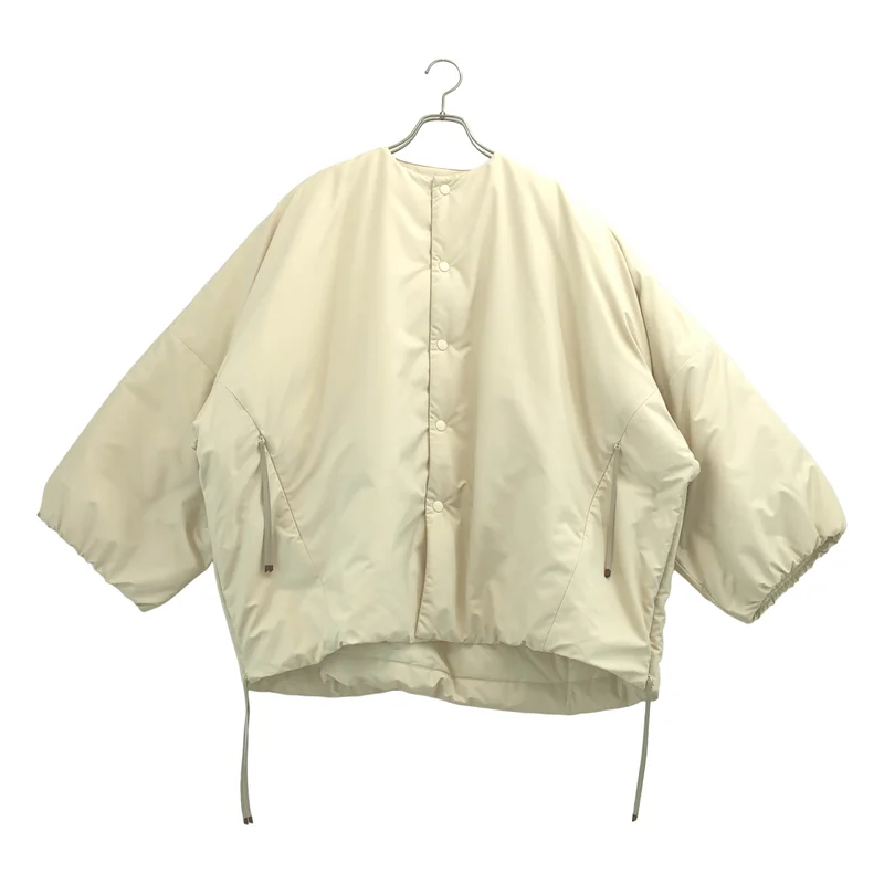 HYKE / ハイク | NYLON OXFORD COLLARLESS BIG JACKET / ナイロン オックスフォード カラーレス ビッグジャケット | 1 | レディース