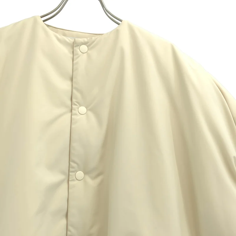 HYKE / ハイク | NYLON OXFORD COLLARLESS BIG JACKET / ナイロン オックスフォード カラーレス ビッグジャケット | 1 | レディース