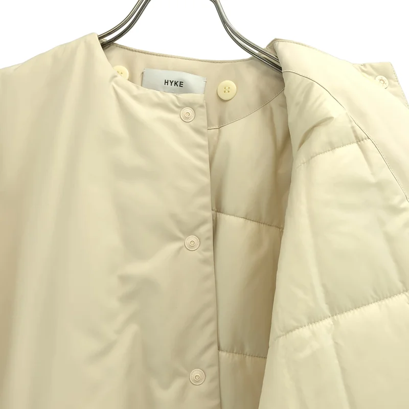 HYKE / ハイク | NYLON OXFORD COLLARLESS BIG JACKET / ナイロン オックスフォード カラーレス ビッグジャケット | 1 | レディース