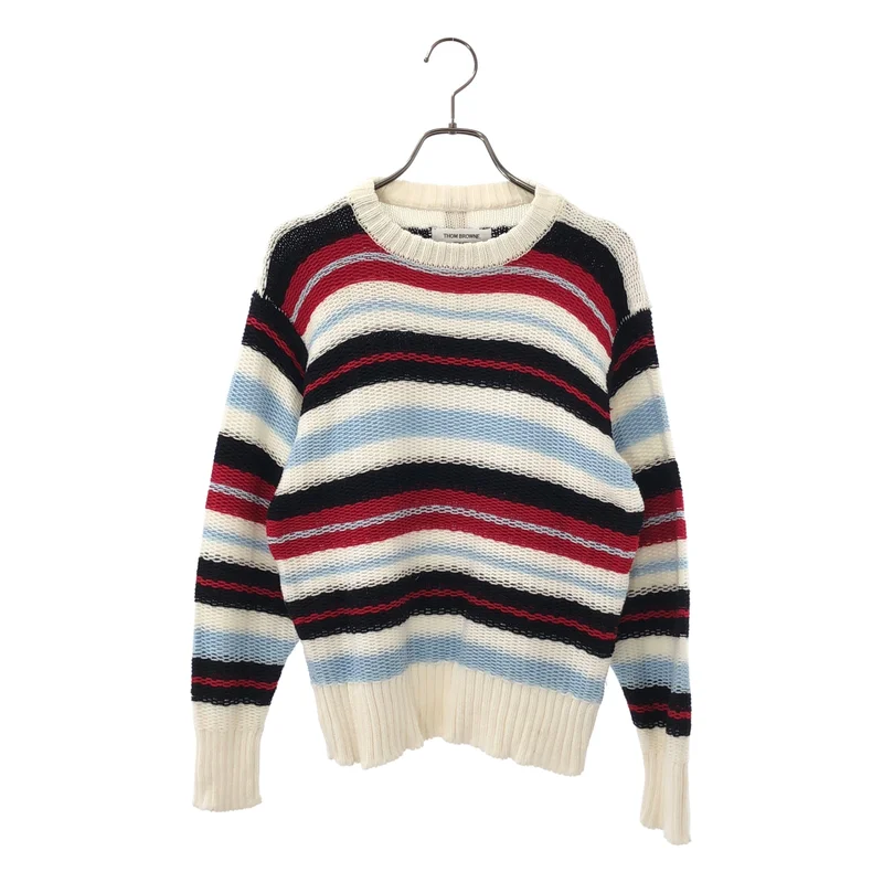 THOM BROWNE / トムブラウン | コットン ボーダー プルオーバー ニット | 1 | メンズ