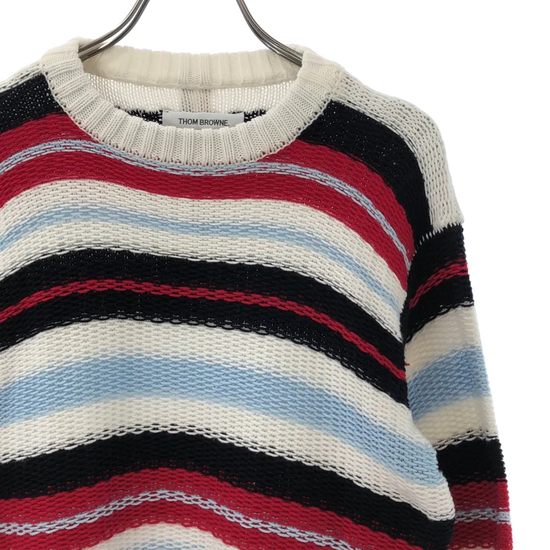 THOM BROWNE / トムブラウン | コットン ボーダー プルオーバー ニット | 1 | メンズ