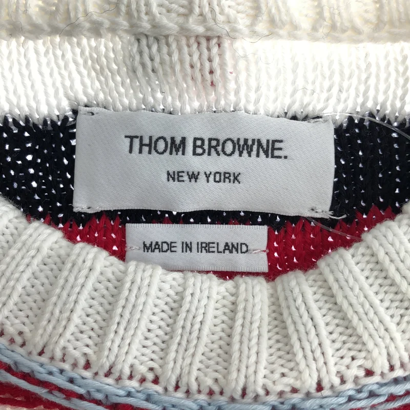 THOM BROWNE / トムブラウン | コットン ボーダー プルオーバー ニット | 1 | メンズ