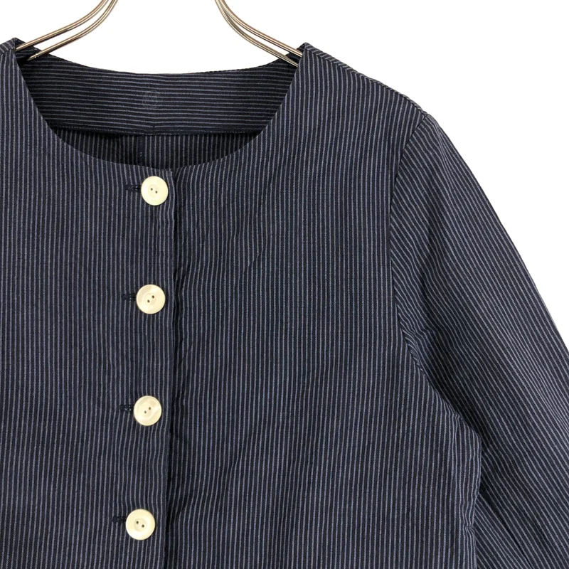 YAMMA / ヤンマ産業 | コットン ストライプ  ノーカラージャケット |