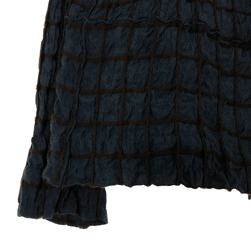 HaaT ISSEY MIYAKE / ハートイッセイミヤケ | コットン シルク ウール シワ加工 格子柄 シャツ | 3 | レディース
