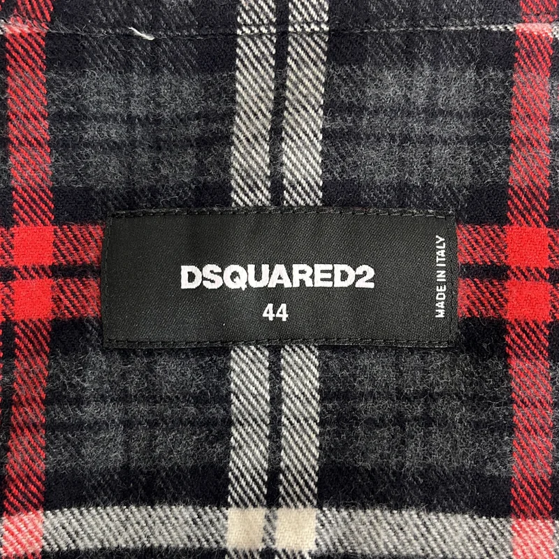 DSQUARED2 / ディースクエアード | 異素材切り替え ロゴプリント チェックシャツ | 44 | メンズ