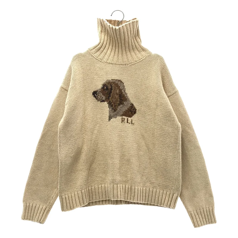 Lauren Ralph Lauren / ローレンラルフローレン | 1990s | コットン ドッグ刺しゅう タートルネックニット | L | レディース