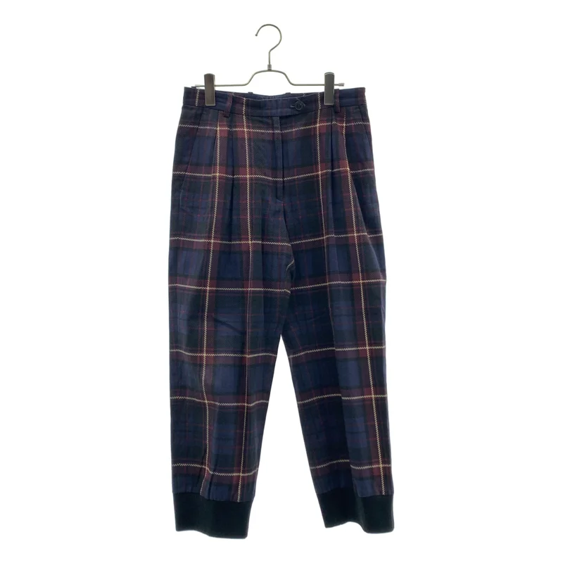 DRIES VAN NOTEN / ドリスヴァンノッテン | コットン リネン チェック 2タック パンツ | 36 | レディース
