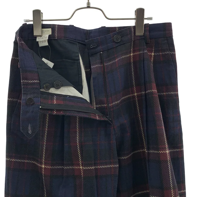 DRIES VAN NOTEN / ドリスヴァンノッテン | コットン リネン チェック 2タック パンツ | 36 | レディース