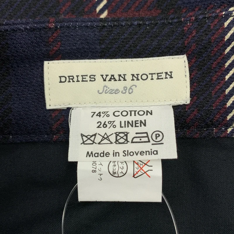 DRIES VAN NOTEN / ドリスヴァンノッテン | コットン リネン チェック 2タック パンツ | 36 | レディース