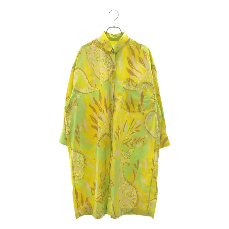 DRIES VAN NOTEN / ドリスヴァンノッテン | コットン 総柄 ロング ボタンダウン シャツワンピース | S | レディース