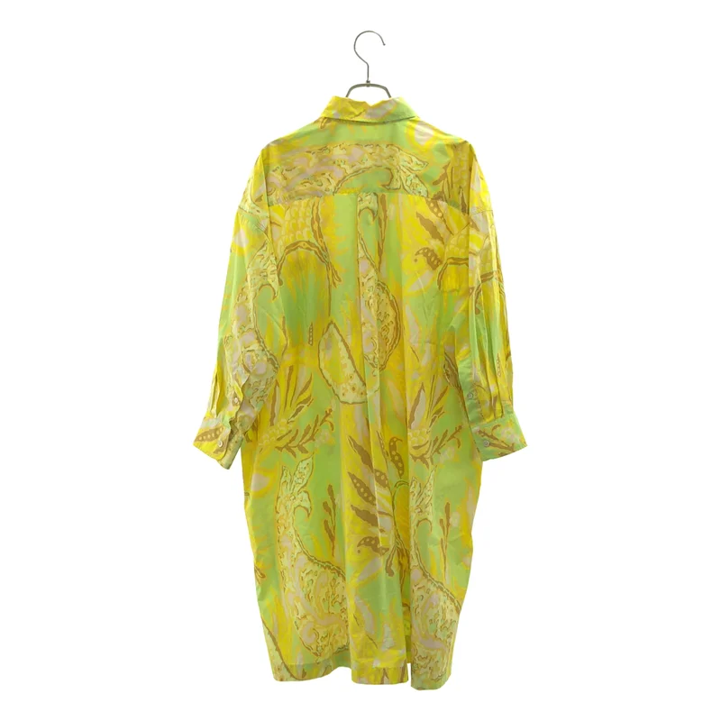 DRIES VAN NOTEN / ドリスヴァンノッテン | コットン 総柄 ロング ボタンダウン シャツワンピース | S | レディース