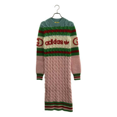 GUCCI / グッチ | サテンパイピング Vネック ワンピース | 38