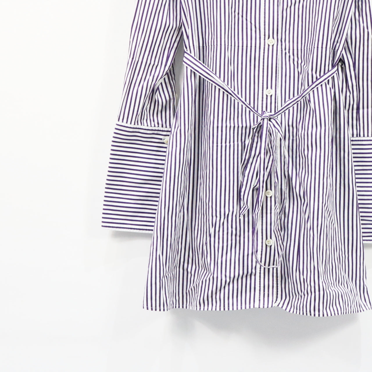 AQUASCUTUM / アクアスキュータム | ベルト付きストライプシャツ AQUASCUTUM / アクアスキュータム | ベルト付きストライプシャツ