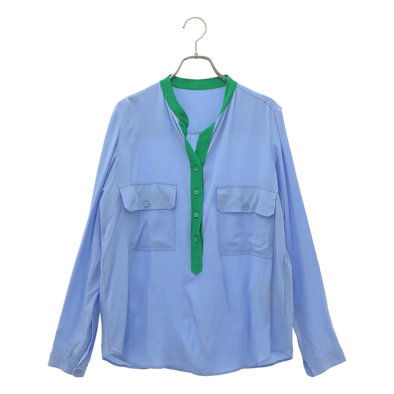 STELLA McCARTNEY / ステラマッカートニー | シルク バンドカラー プルオーバーシャツ | 38 | レディース