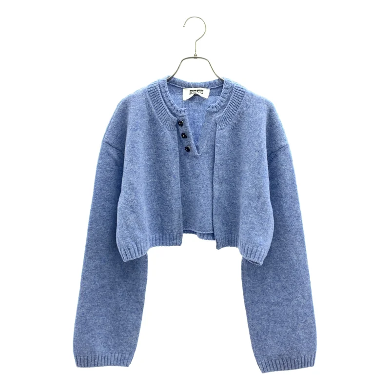 EENK / インク / |  ウール ヘンリーネック レイヤード ショートカーディガン | XS | レディース