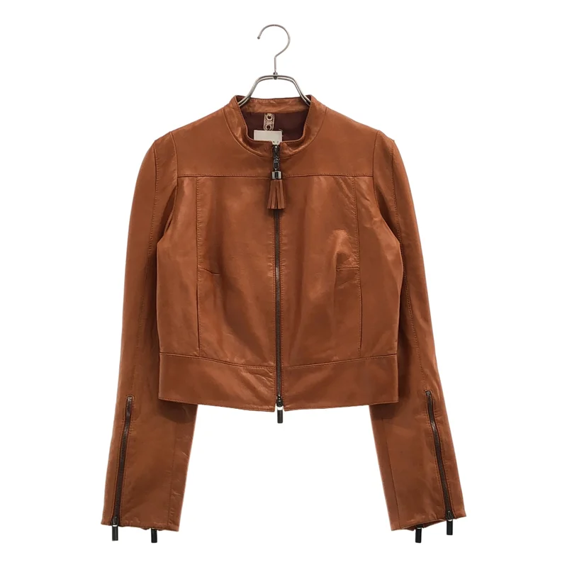 CELINE / セリーヌ | ラムレザーノーカラージャケット | 38 | レディース
