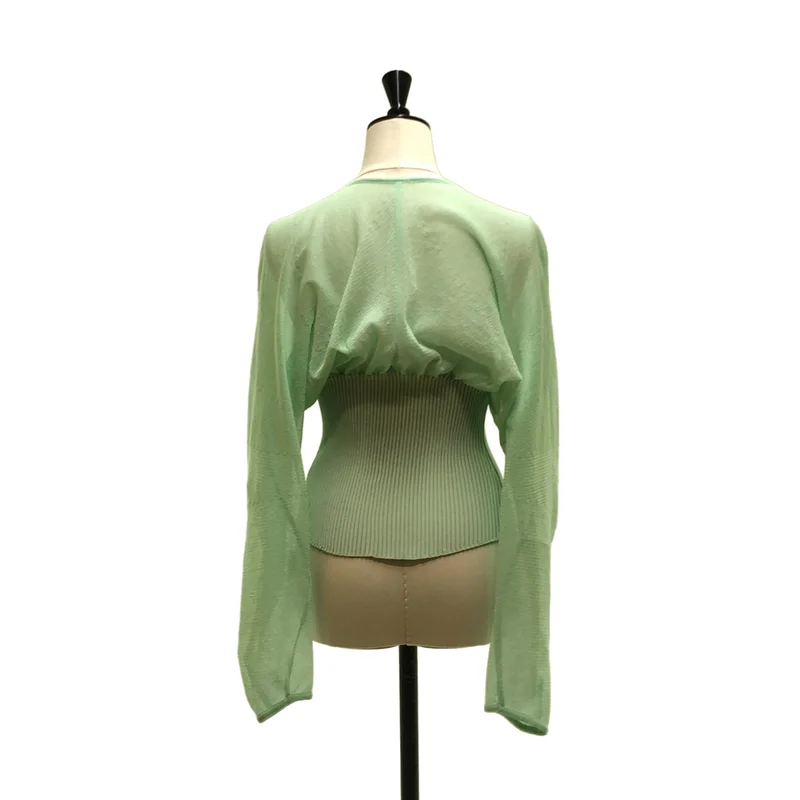 Mame Kurogouchi / マメクロゴウチ | 2025SS | Sheer Rounded Sleeve Knitted Cardigan シアー ニット カーディガン | 1 |