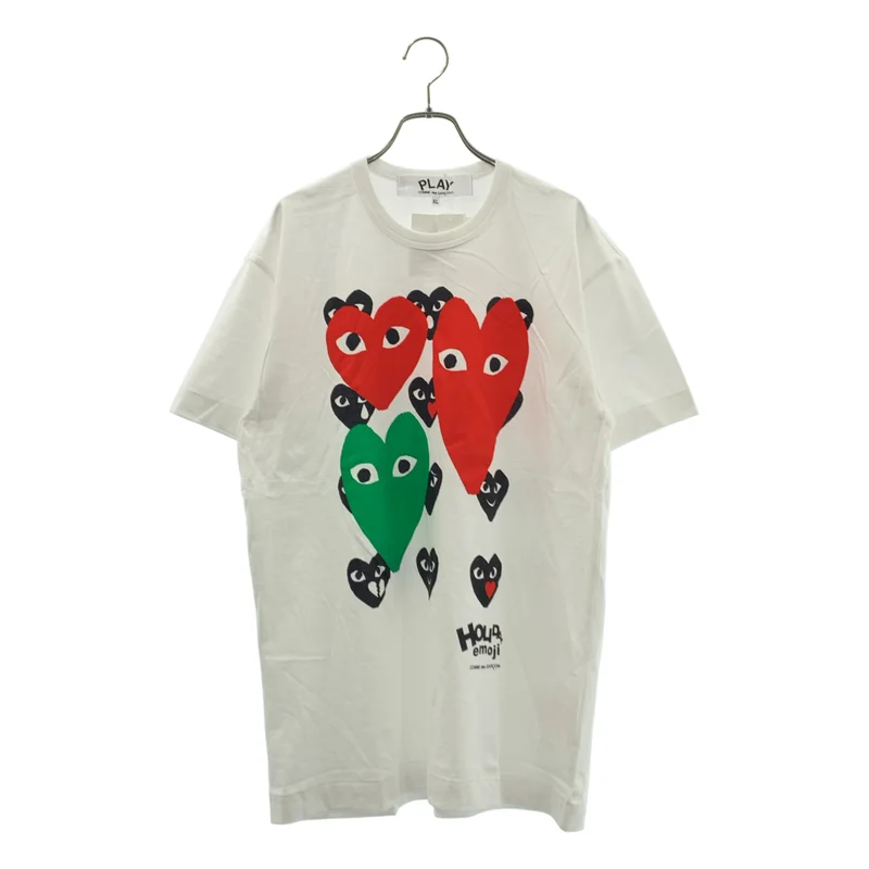 PLAY COMME des GARCONS / プレイコムデギャルソン | HOLIDAY emoji / ハートロゴ プリント Tシャツ カットソー | XL | メンズ