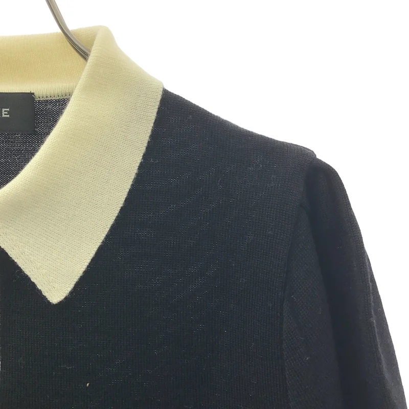 SINME / シンメ | バイカラーショートスリーブニットポロシャツ | M | レディース