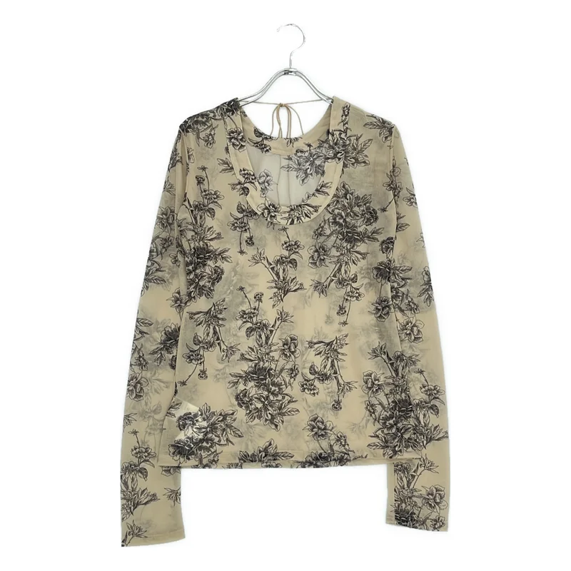 LE CIEL BLEU / ルシェルブルー | FLOWER TATTOO BODYSUIT / フラワー柄 シースルー カットソー | 38 | レディース