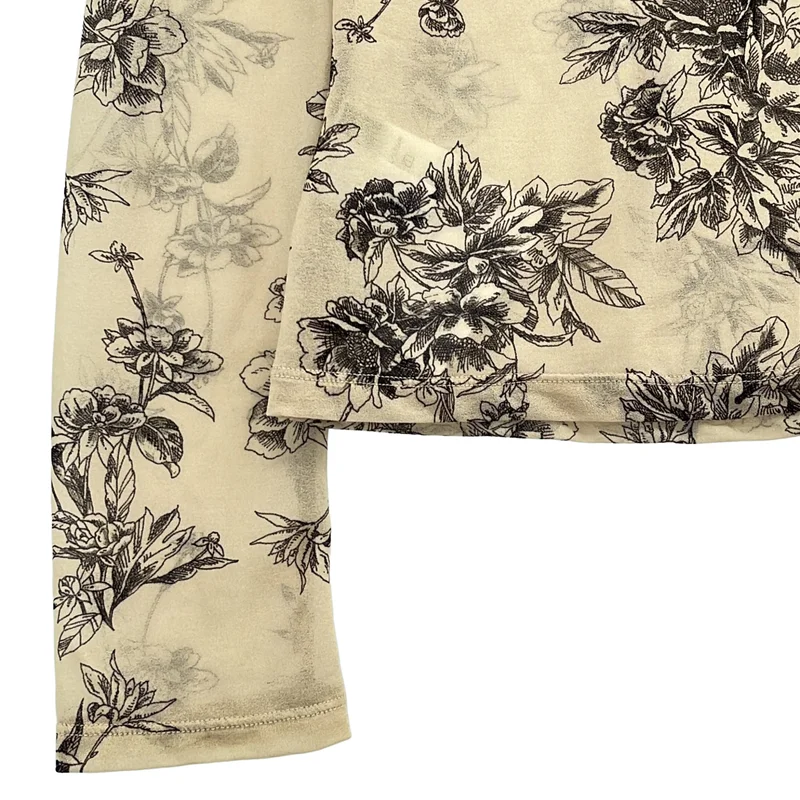 LE CIEL BLEU / ルシェルブルー | FLOWER TATTOO BODYSUIT / フラワー柄 シースルー カットソー | 38 | レディース