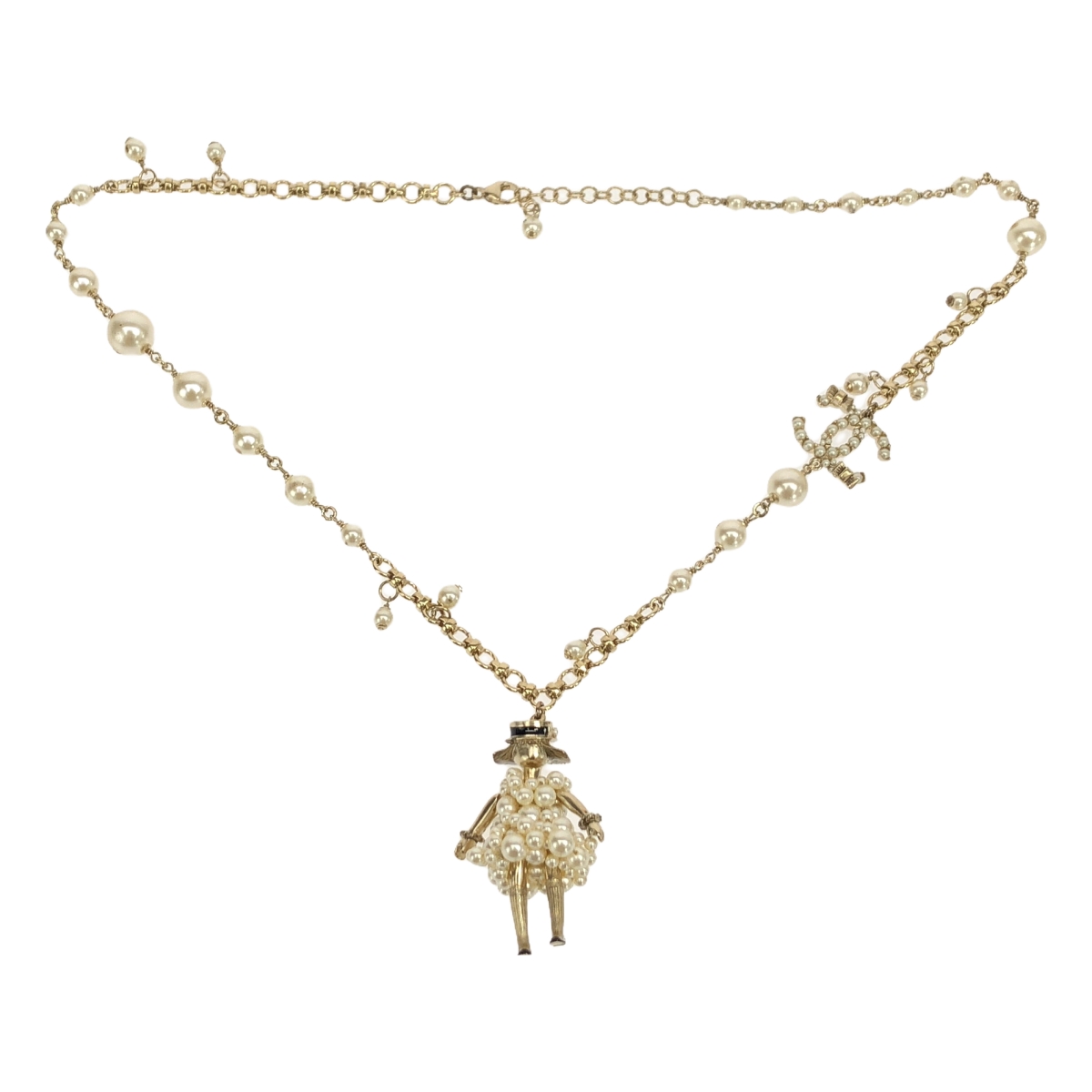 CHANEL / シャネル | 2015スプリングコレクション 15P ココマーク マドモワゼル パールドレス ドール ネックレス |