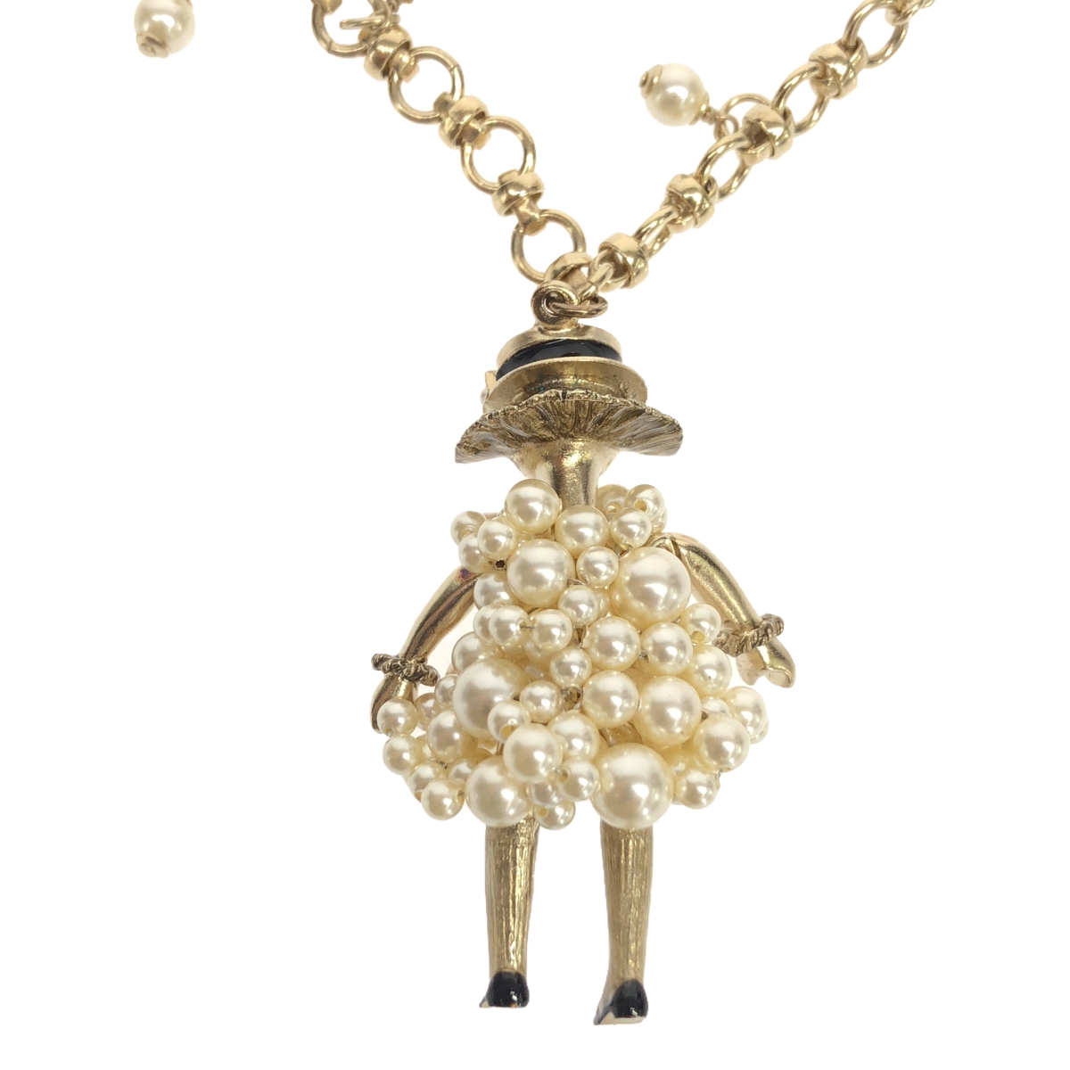 CHANEL / シャネル | 2015スプリングコレクション 15P ココマーク マドモワゼル パールドレス ドール ネックレス |