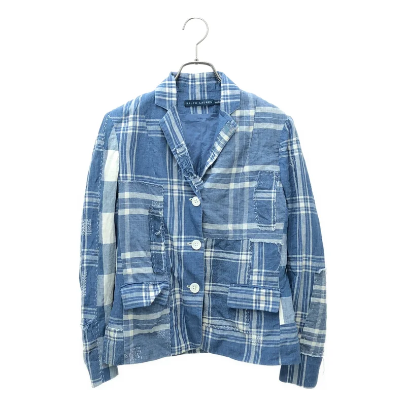 RALPH LAUREN / ラルフローレン | チェック パッチワーク シングルブレスト テーラードジャケット / 総裏地 | 2 | レディース