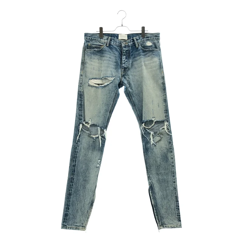 FEAR OF GOD / フィアオブゴッド | 2016AW | 4th Selvedge Denim / クラッシュ加工 サイドジップ スキニーデニム | 33 | メンズ