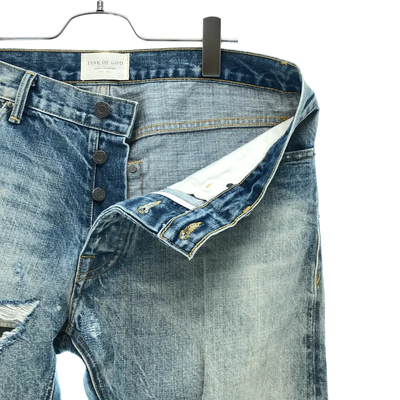 FEAR OF GOD / フィアオブゴッド | 2016AW | 4th Selvedge Denim / クラッシュ加工 サイドジップ スキニーデニム | 33 | メンズ
