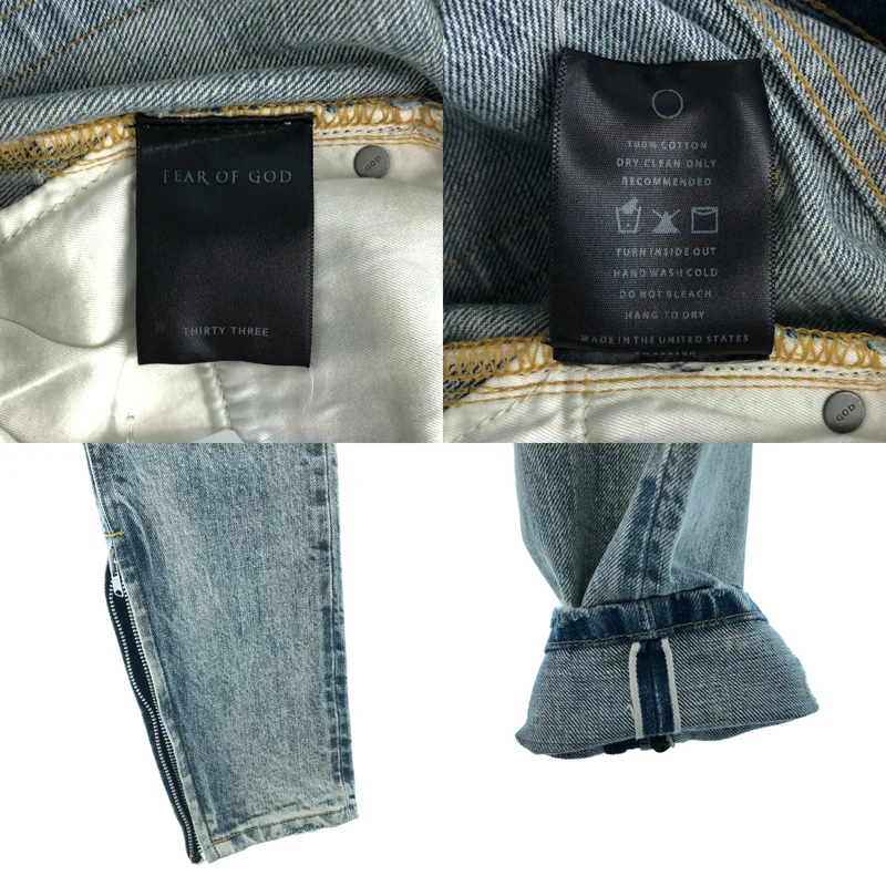 FEAR OF GOD / フィアオブゴッド | 2016AW | 4th Selvedge Denim / クラッシュ加工 サイドジップ スキニーデニム | 33 | メンズ