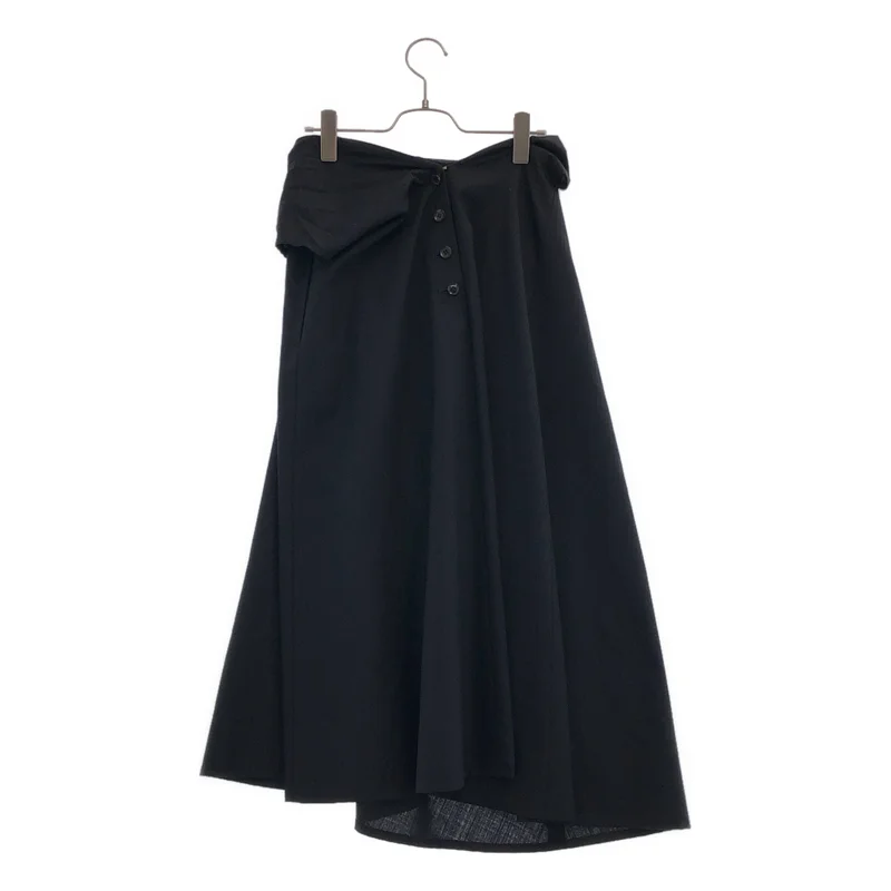 YOHJI YAMAMOTO +NOIR / ヨウジヤマモトプリュスノアール | 2009AW | ウール ストライプ バックボタン フレアスカート | 2 | レディース