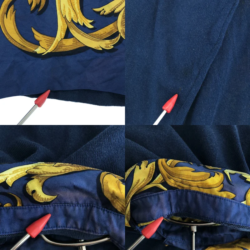 HERMES / エルメス | ヴィンテージ / ツイルレーヌ シルク 馬具柄 ニット切替 プルオーバーシャツ |