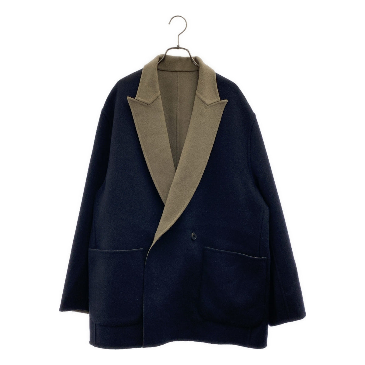 【美品】  ssstein / シュタイン | 2024AW | REVERSIBLE PEAK LAPEL JACKET ウール カシミヤ リバーシブルピークドラペル ジャケット | M | ネイビー / グレーカーキ | メンズ ssstein / シュタイン | 2024AW | REVERSIBLE PEAK LAPEL JACKET