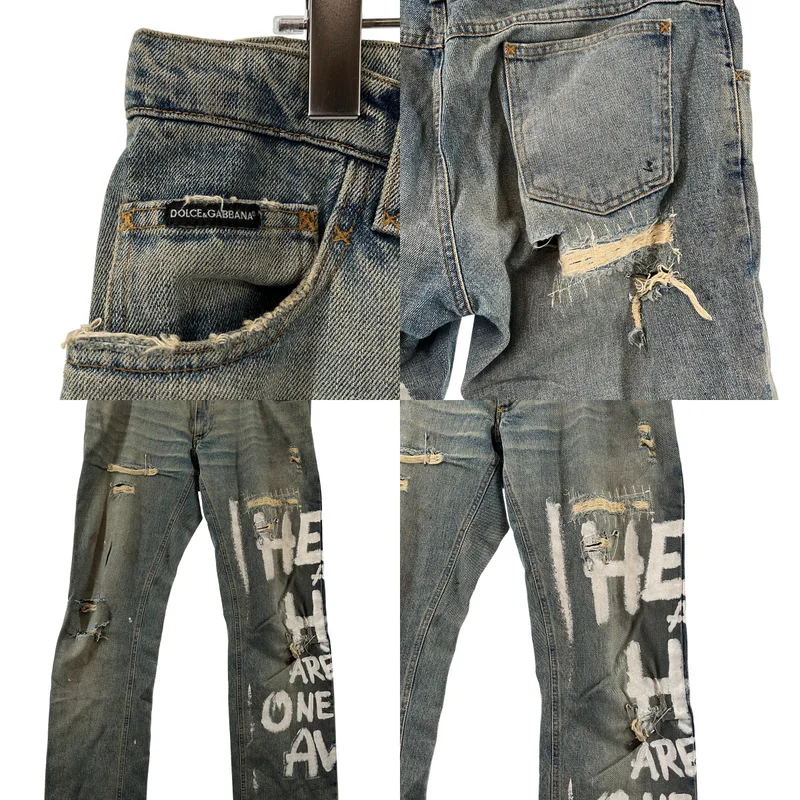 DOLCE＆GABBANA / ドルチェ＆ガッバーナドルガバ | ヴィンテージ加工 グラフィティペイント クラッシュデニムパンツ | 50 | メンズ