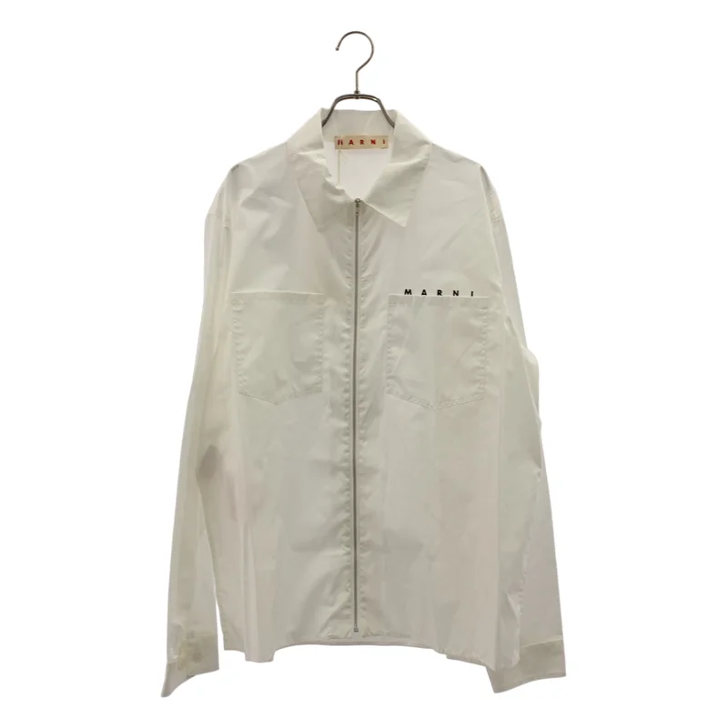 MARNI / マルニ | オーガニックポプリン ロゴ ジップアップ シャツ | 48 | メンズ