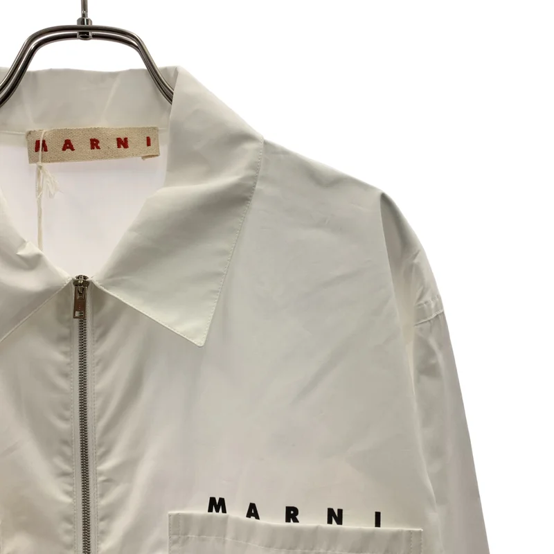 MARNI / マルニ | オーガニックポプリン ロゴ ジップアップ シャツ | 48 | メンズ